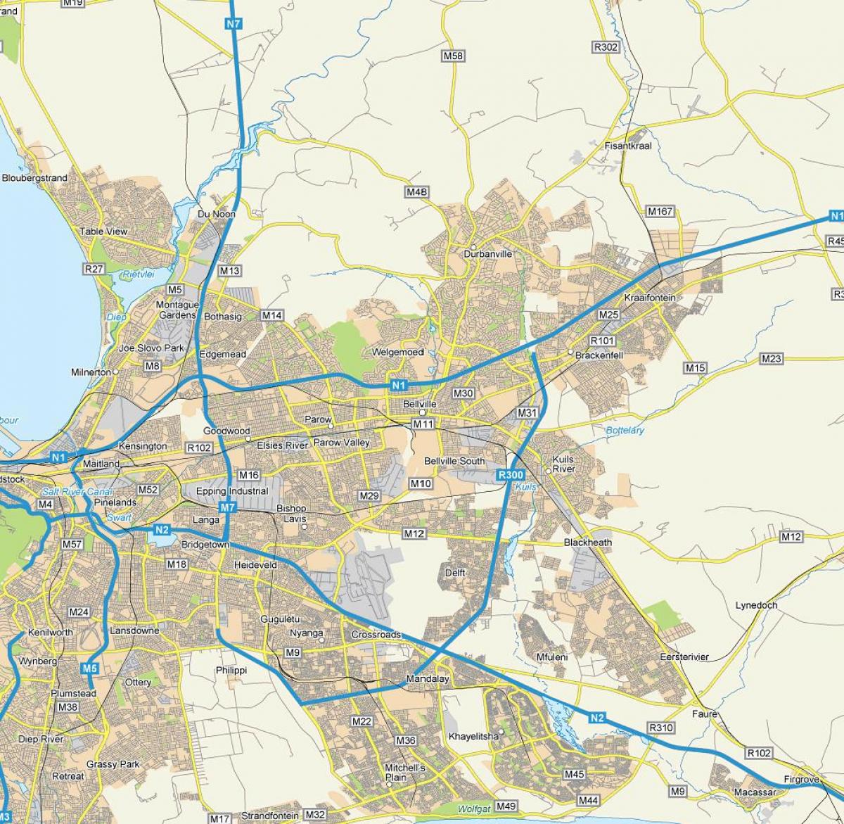 bellville ผ้าคลุมเมืองบนแผนที่