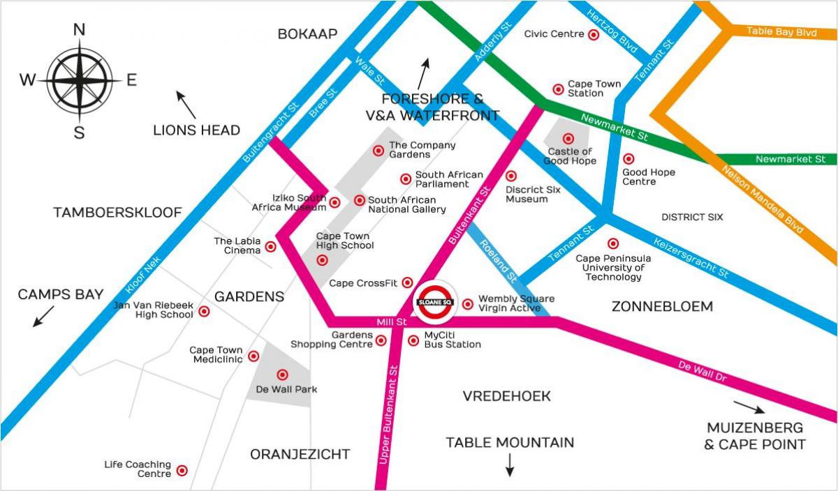 แผนที่ของ buitenkant ถนนผ้าคลุมเมือง