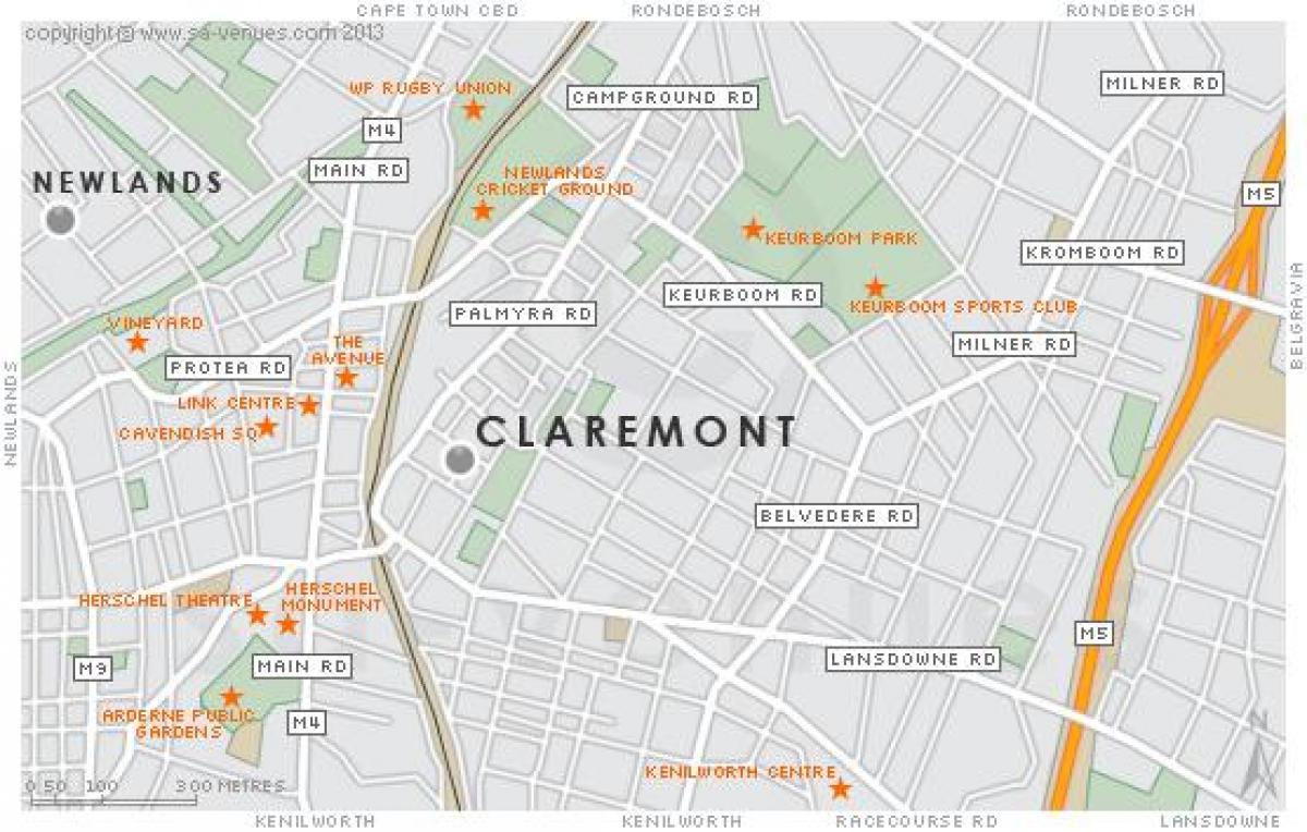 แผนที่ claremont ผ้าคลุมเมือง
