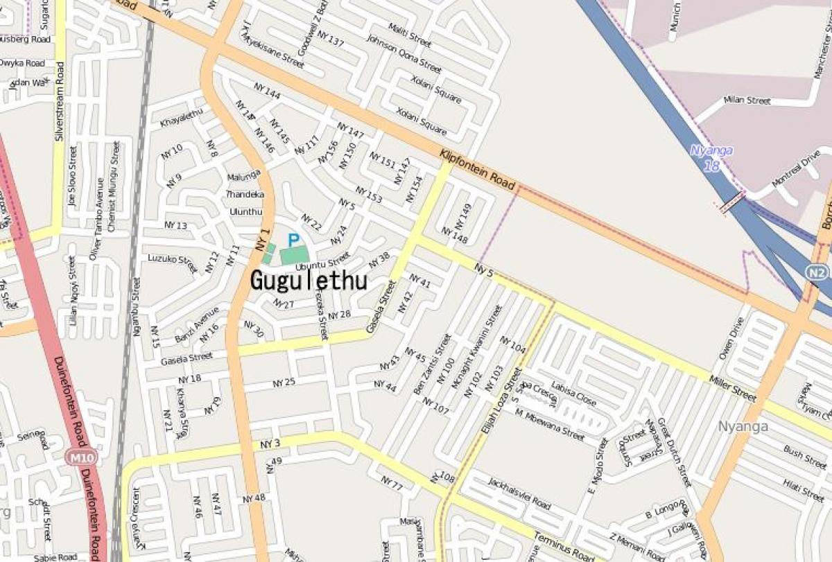 แผนที่ของ gugulethu ผ้าคลุมเมือง