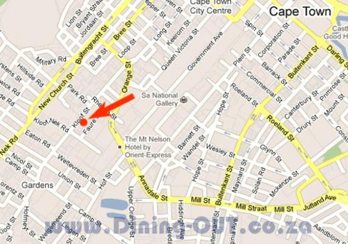 แผนที่ของ kloof ถนนผ้าคลุมเมือง
