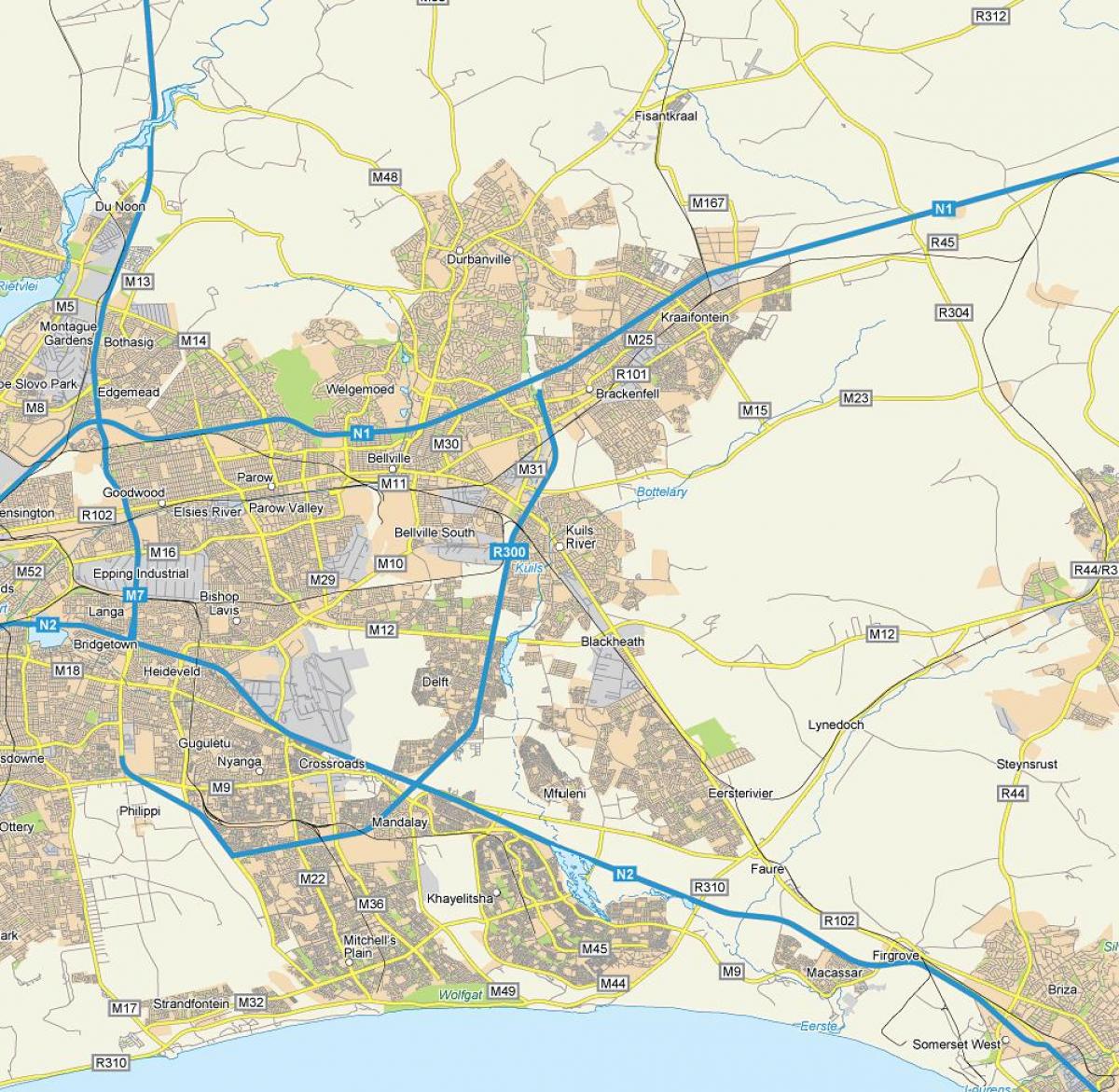 แผนที่ของ kuilsriver ผ้าคลุมเมือง
