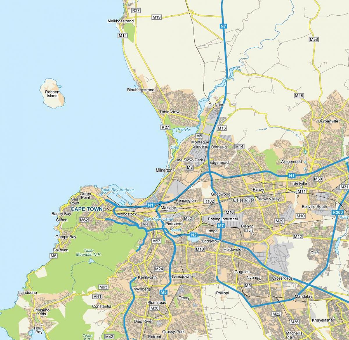 milnerton ผ้าคลุมเมืองบนแผนที่