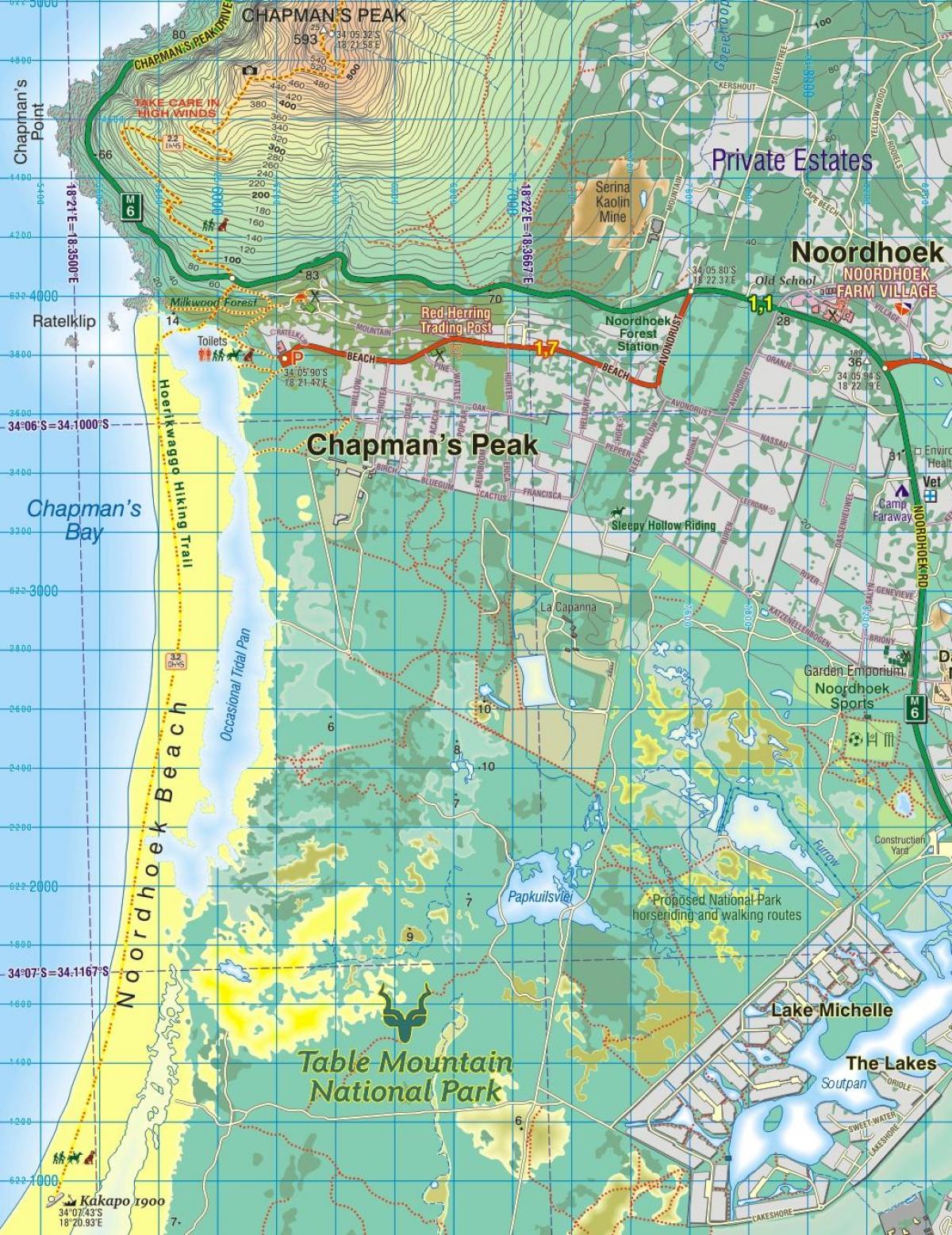 แผนที่ของ noordhoek ผ้าคลุมเมือง