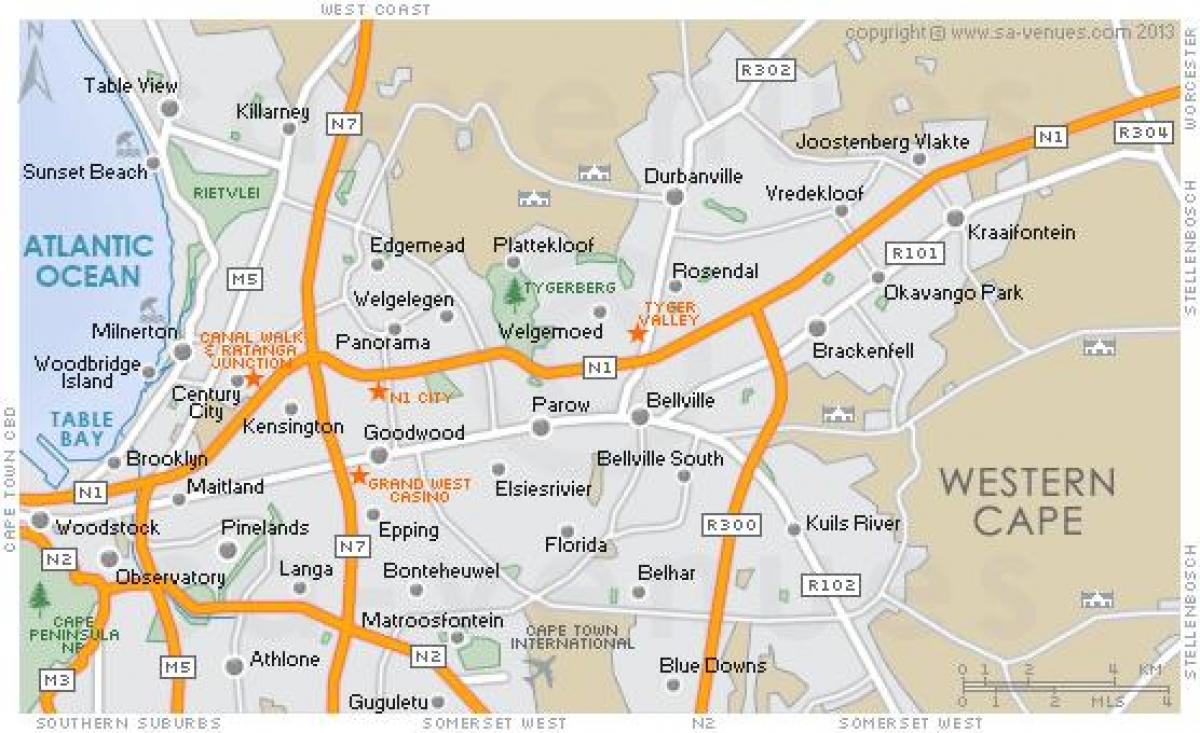 แผนที่ของ plattekloof ผ้าคลุมเมือง