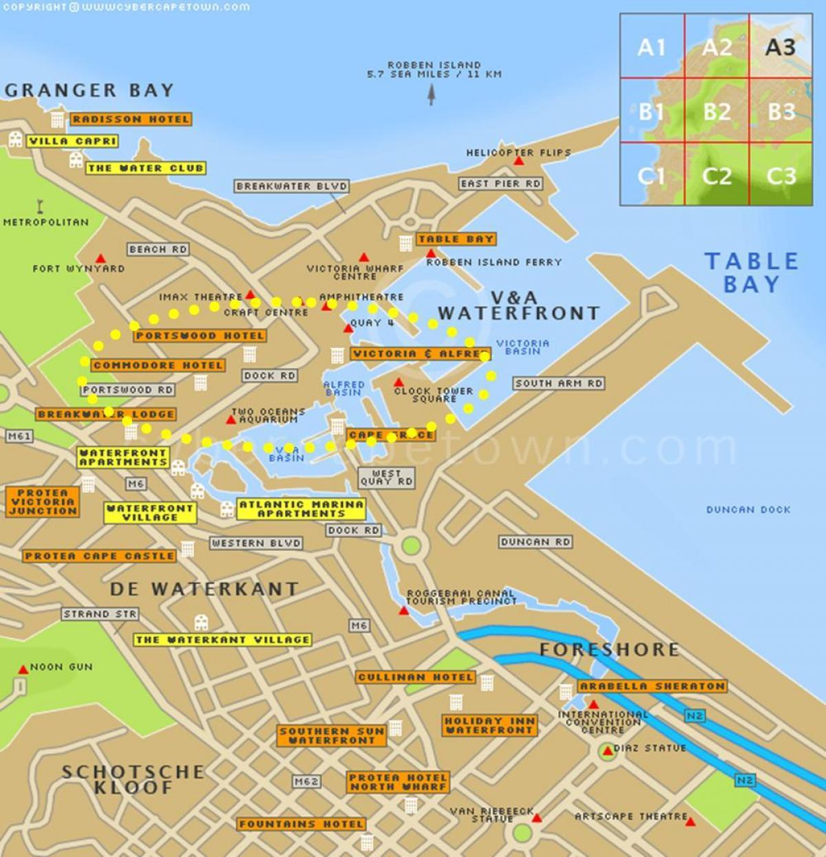วีแอนด์เป็นผ้าคลุมเมือง waterfront แผนที่