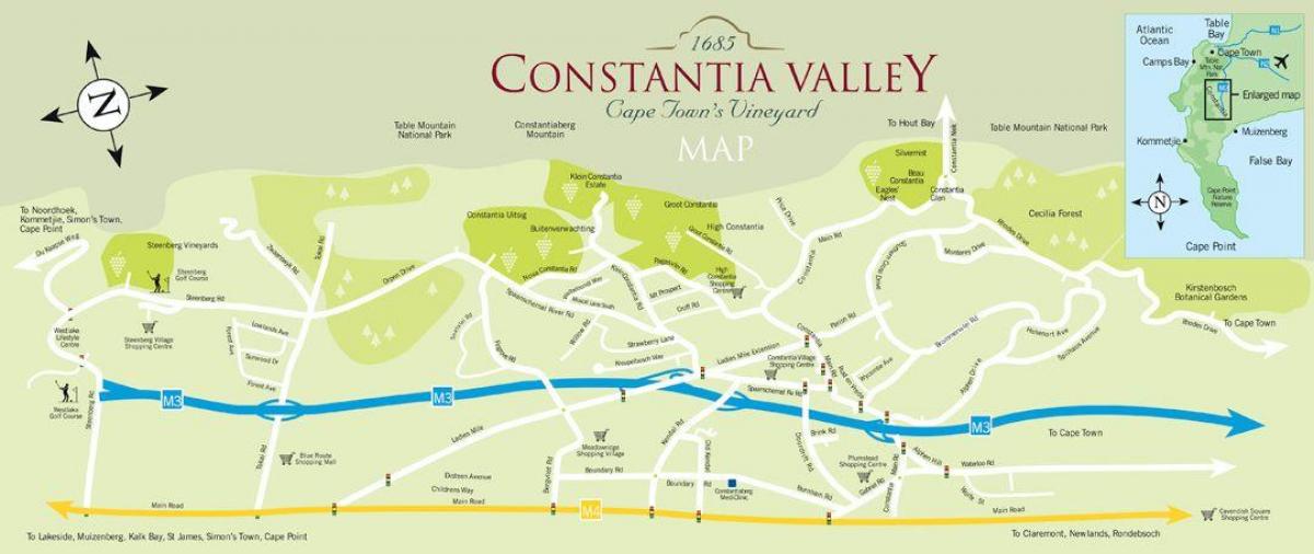 แผนที่ของ constantia ผ้าคลุมเมือง