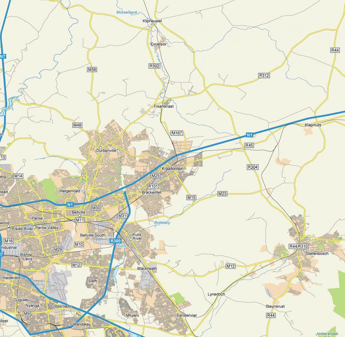 แผนที่ของ kraaifontein ผ้าคลุมเมือง