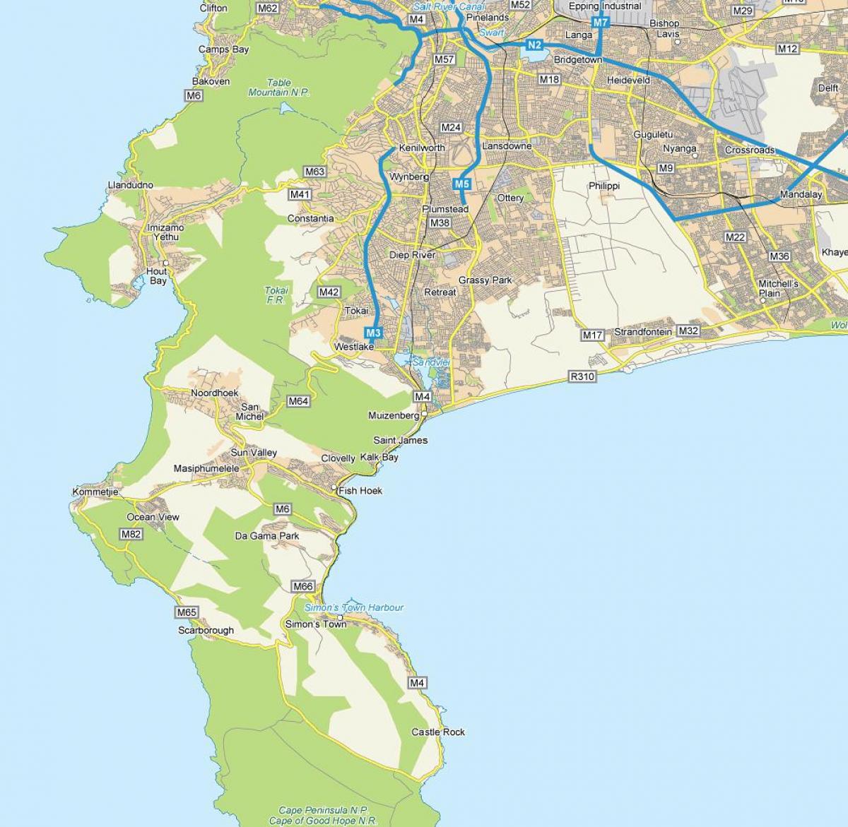 แผนที่ของ muizenberg ผ้าคลุมเมือง