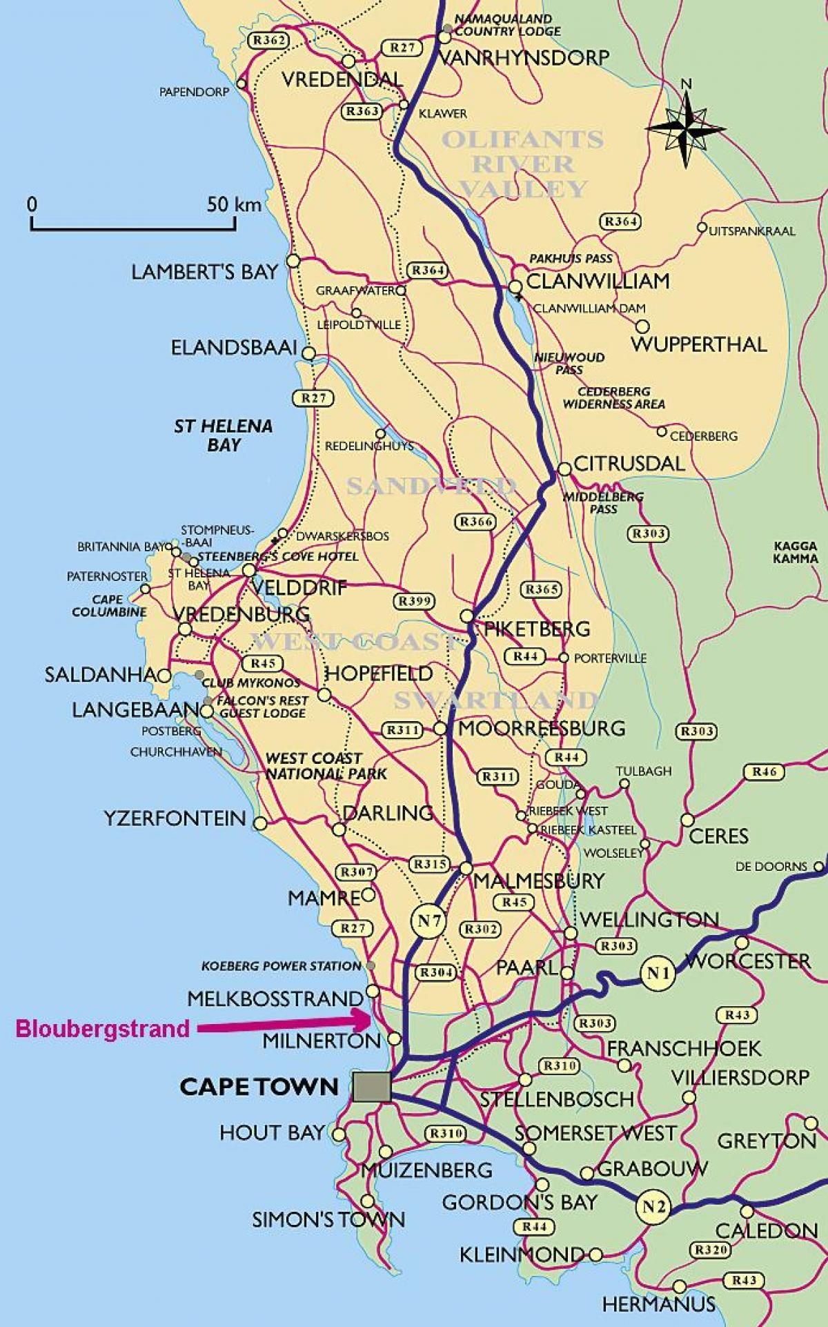 แผนที่ทั้งชายฝั่งด้านตะวันตกผ้าคลุมเมือง