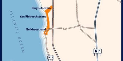 แผนที่ของชายหาดทางตะวันตกผ้าคลุมเมือง