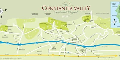 แผนที่ของ constantia ผ้าคลุมเมือง